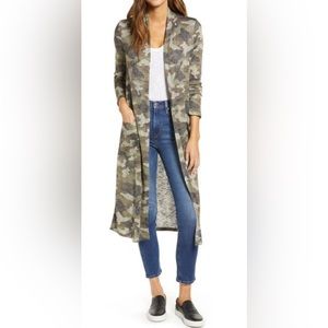 Bobeau Nordstrom Brand Camo Long Duster Cardigan Medium Sweater NWT
